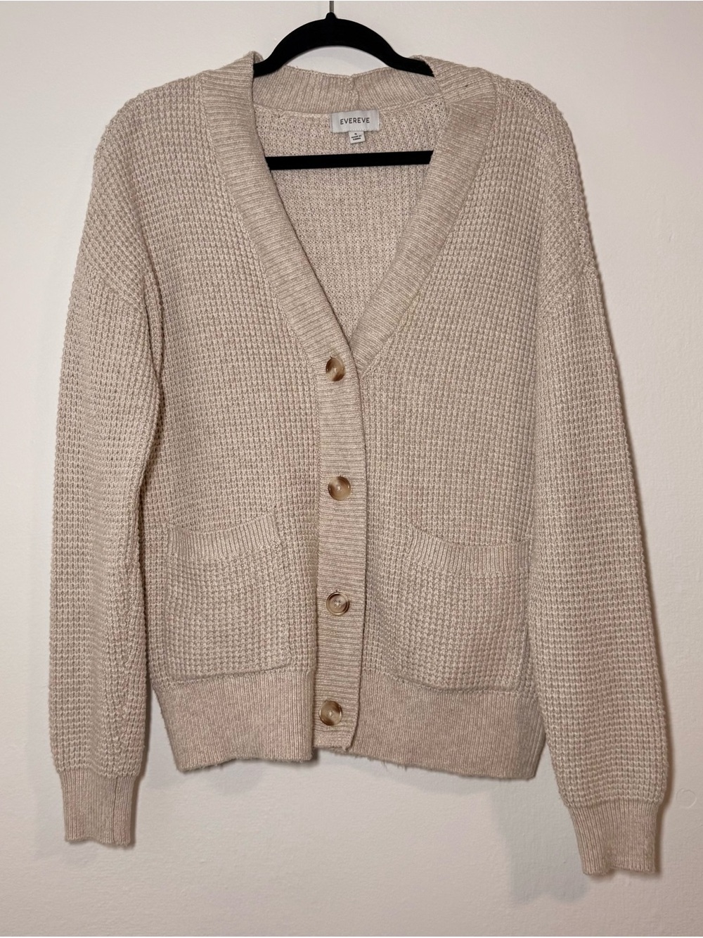 EVEREVE Womens Chunky Knit Cardigan Balloon Sleeve Oversized small S Button